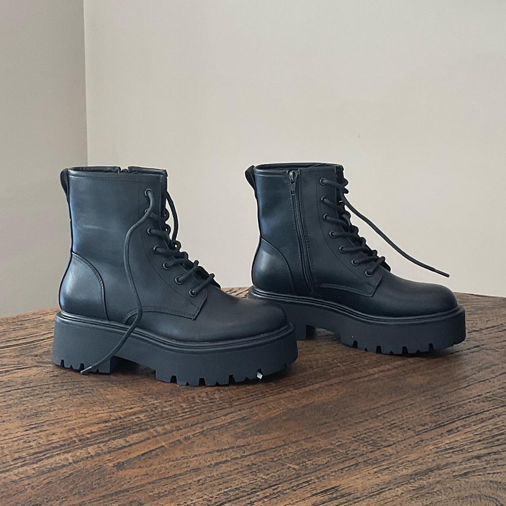 Madden Girl Black Combat Boots